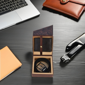 Ceinture réversible en cuir PU marron de qualité supérieure RFID longue fermeture éclair portefeuilles pour hommes vente à chaud coffret cadeau de promotion d'affaires de Noël - Product Image 5