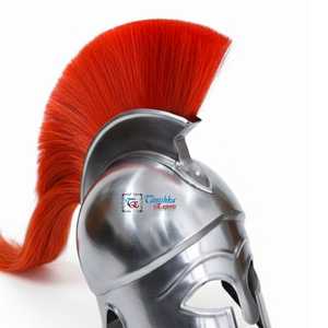 Casco Corintio Metálico Electrochapado Pulido Hecho a Mano con Pluma Roja, Armadura Medieval, Disfraz Moderno de Navidad Tanishka - Product Image 5
