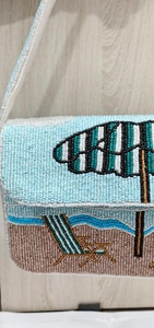 กระเป๋าคลัทช์ผ้าสีน้ำเงินทำมือ Ali Fashion Art ลายเก้าอี้ชายหาด รูปทรงสั่งทำได้ สไตล์หรูหรา เป็นมิตรกับสิ่งแวดล้อม พร้อมแผ่นรอง - Product Image 3