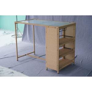 เก้าอี้บาร์หวายกลางแจ้งกันกระแทก5ชิ้น, ชุดท็อปโต๊ะกระจกแบรนด์ Newsun ผลิตจากเวียดนาม - Product Image 5