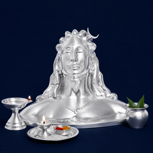 Ídolo Adiyogi Chapado en Plata 999 de Jaipur Metals |   100% Latón |   Artesanía Religiosa |   11x7.5x7cm |   220g |   Templo para Oficina en Casa - Product Image 3