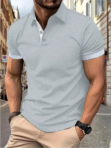 Chemise d'été décontractée à manches courtes pour homme, 100 % polyester, tissu tricoté respirant, logo personnalisé - Product Image 4
