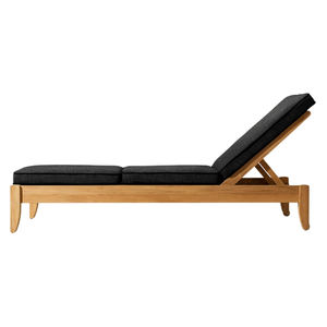 Chaise longue simple en teck naturel, pliable, avec coussin et dossier réglable, style moderne pour extérieur, bord de piscine, patio, hôtel - Product Image 2