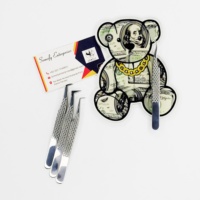 Logo magnétique pratique pour extensions de cils, motif ours en peluche durable, cœur holographique, fleur en acrylique, tuiles pour cils