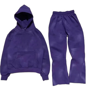 Ensemble sweat à capuche et jogging unisexe streetwear avec logo en relief, survêtement en coton longueur intégrale, coupe ample pour l'automne - Product Image 3