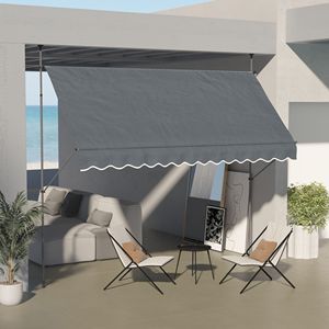 Tenda da Sole Manuale Retrattile 11.5x4 ft Autoportante Grigio Scuro con Protezione UV, Telaio in Alluminio e Bracci Pieghevoli per Terrazze 3m - Product Image 2