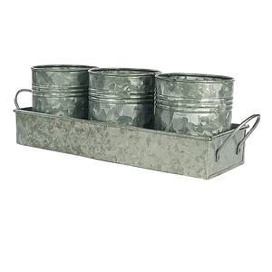Wholesale Handicraft TW New Decorative <b>Galvanized</b> Metal Planter <b>Tub</b> Bucket Pot Set of 3 for Home and Garden - Product Image 1