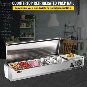 Stazione di preparazione per condimenti refrigerati da cucina da 60 pollici 150W tavola per insalata Sandwich/insalata da 16,8 qt 4 padelle 1/3 4 1/6 - Product Image 2