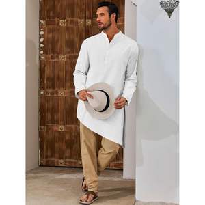 2025เสื้อคลุมผ้าคาฟตันสำหรับผู้ชาย, เสื้อผ้าฝ้ายแขนยาวเสื้อเฮนเลย์ลำลองมุสลิมเสื้อคลุมตัวบนสไตล์แจ็คเก็ต - Product Image 4