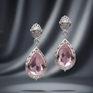 Pendientes de Perlas Hidroponicas Rosas y Circonitas en Plata de Ley 925 con Baño de Oro de 18K - Product Image 5