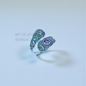 Anillos de Plata de Ley 925 con Amatista Facetada, Anillos con Gemas de Corte Impresionante, Joyería a Precio de Mayoreo - Product Image 2