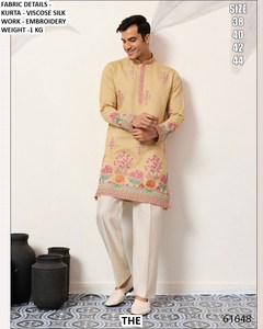 Kurta/Kurti pour homme en viscose Bandhani Ivy Blossom, longueur au sol, séchage rapide, pour les occasions spéciales - Style traditionnel, toutes saisons - Product Image 1