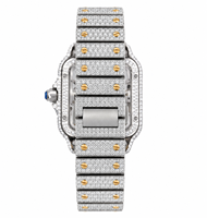 Montre analogique de luxe à quartz Citizen, entièrement sertie de moissanite VVS, avec boîtier carré en acier inoxydable et fermoir à vis, design squelette, simple et classique, tendance