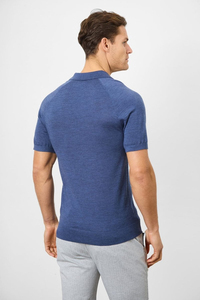 Polo de Algodón Azul Marino para Hombre, Corte Ajustado, Manga Corta, Color Sólido, Tejido Transpirable - Product Image 5