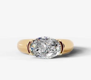 Anillo de Compromiso y Boda de Lujo con Moissanita de Corte Ovalado, Plata de Ley 925, Chapado en Oro de 14K - Product Image 1