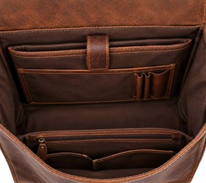 Genuine <b>Leather</b> Luxury Logo Small <b>Messenger</b> <b>Bag</b> for Men Vintage Briefcase Shoulder Top Handle Adjustable Strap Front Outdoor - Product Image 4