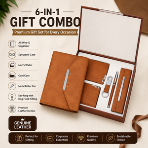 8 in 1 Vegan Leather Promotional Gift Set Executive Business Combo <b>Wallet</b> Key Ring Belt Notebook Pen Travel Printing - Product Image 4