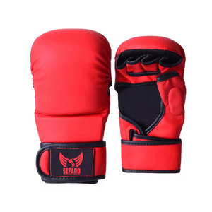 ถุงมือฝึกซ้อม MMA หนังแท้ ปักโลโก้ได้ สำหรับเด็ก แบบครึ่งนิ้ว - Product Image 1