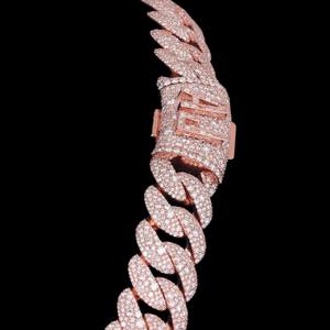Rose 14K Gold Plated Moissanite Chain Link <b>Bracelet</b> Men's Luxury Micro Pave Radiant Cut Hiphop Everyday Wear - Product Image 3