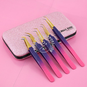 Pince à cils en gros, pince à cils à pointe en fibre à 45 et 90 degrés, pince à cils en acier inoxydable pour artiste en extensions de cils - Product Image 2