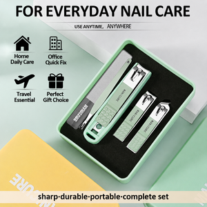 Kit de ciseaux à ongles droits portables en acier inoxydable, ensemble de 5 coupe-ongles avec étui pour la maison, le bureau, les voyages et le nail art - Product Image 1