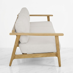 Modern Minimalist Outdoor Garden <b>Sofa</b> Set <b>Wood</b> <b>Frame</b> Patio <b>Sofa</b> Beige Fabric 3 Seater Couch Villa Backyard Furniture Supplier - Product Image 6