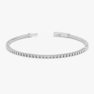 Bracelet pour femme en or blanc 14 carats, luxe, diamant rond brillant cultivé en laboratoire, pavé de diamants - Product Image 5