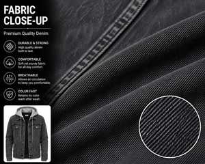 Veste à capuche en jean bleu clair pour homme, coupe droite, style décontracté, en coton délavé, avec poches, idéale pour l'automne - Product Image 4