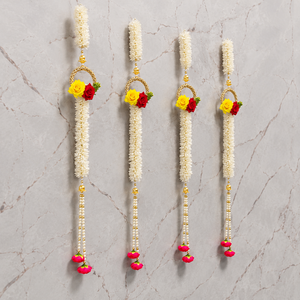 Guirnalda Colgante de Rosas y Jazmín Blanco con Perlas, Decoración Floral para Puerta, Pared, Boda, Hogar, Mandir, Hecha a Mano - Product Image 6