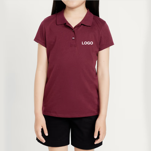 เสื้อโปโลนักเรียนสีแดงเลือดหมู ผ้าฝ้าย ยูนิเซ็กซ์ พิมพ์โลโก้ สำหรับเด็ก - Product Image 1