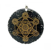 Nouveau Pendentif Orgone Cube de Metatron en Agate Noire et Tourmaline, Géométrie Sacrée Merkaba, Artisanat Indien Fait Main, Unisexe
