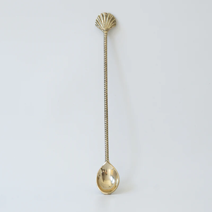 Cuillère à bar en laiton de haute qualité avec manche en forme de coquillage, cuillère à cocktail en laiton, prix les plus bas - Product Image 1