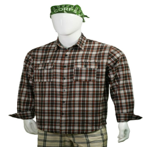 Chemise en flanelle anti-plis en coton biologique à empiècements unis, tendance et décontractée pour homme, manches longues boutonnées, taille 6XL - Product Image 6