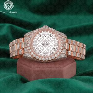 Charm_Jewels Luxury Rose Gold Women's Analog Quartz <b>Watch</b> With <b>Diamond</b> Bezel And Sapphire Crystal 36mm Round Dial Folding Clasp - Product Image 1