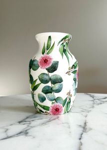Vase de table en métal fait main avec motif floral, design traditionnel, blanc et vert, pot décoratif - Product Image 5