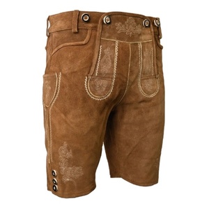 Últimos pantalones cortos de cuero de gamuza bávaros para hombre y mujer, sólidos, ecológicos, transpirables, al por mayor, para Oktoberfest - Product Image 1
