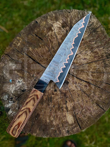 Cuchillo de Chef Artesanal OEM Personalizado de Acero de Damasco y Cobre con Hoja Afilada, para Cortar Carne y BBQ, Mango de Madera, Regalo Ideal - Product Image 6