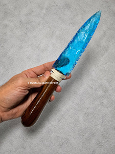 Dague artisanale en obsidienne aqua de 10 pouces avec manche, pour rituels païens et décoration, magnifique dague sculptée pour la décoration intérieure - Product Image 3