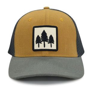 Casquette Trucker Unisexe Orange et Grise avec Patch Brodé Arbre, Dos en Maille, Fermeture Snapback Réglable, Design Décontracté à 6 Panneaux - Product Image 5