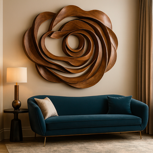 Sculpture murale en bois organique de luxe, sculpture murale en bois artisanale pour la décoration murale du salon - Product Image 6