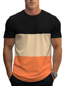 Été nouvelle mode hommes coloré imprimé géométrique loisirs lâche rue fitness haute qualité loisirs hommes T-shirt - Product Image 5