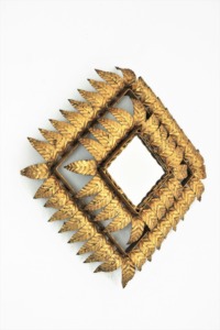 Decorative Art Customizable Art Deco Metal Unique Wall <b>Mirror</b> With Leaf Design Framed Nicely <b>Crafted</b> By KHOOSI OVERSEAS - Product Image 1