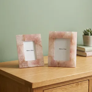 Inlay Polished Handmade Stone Photo <b>Frame</b> Square Tabletop Decor Marble Agate quartz Modern Home Display - Product Image 5