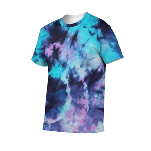 Camiseta de Manga Corta Tie Dye para Hombre, de la Mejor Calidad, Cuello Redondo, Informal, Tejida, Corte Regular, Color Verde Azulado y Morado con Estampado, 2026 - Product Image 5
