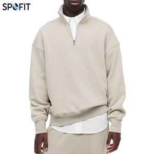Wholesale Men's Hoodie Embroidery Logo Plus Size Heavyweight 100% Cotton Zipper-Up Hooded Sweatshirt Autumn Casual Oversized - Product Image 1