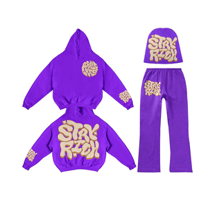 Conjunto de Chándal Personalizado de Alta Calidad para Hombre, Sudadera con Capucha y Estampado Gráfico, Pantalones Deportivos Anchos, Conjunto Unisex de Ropa Urbana con Estampado Puff - Product Image 2