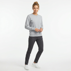 Sweat-shirt à col rond pour homme, coupe classique, gris uni, tricoté, 100% coton, vêtement décontracté pour l'automne - Product Image 5