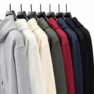 Sweat à capuche unisexe délavé respirant avec fermeture éclair, coupe classique, en molleton bouclette de polyester anti-boulochage, couleur unie - Product Image 5