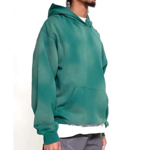 Sweat-shirt à capuche vert pour homme avec poche kangourou, coupe classique, en coton French Terry, nouveau style streetwear automne - Product Image 6