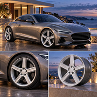 Jantes forgées 5 branches en V, concaves, argent brillant, 18-22 pouces, 5x112 5x114.3 5x120, en alliage 6061-T6 pour BMW Audi Mercedes-Benz
